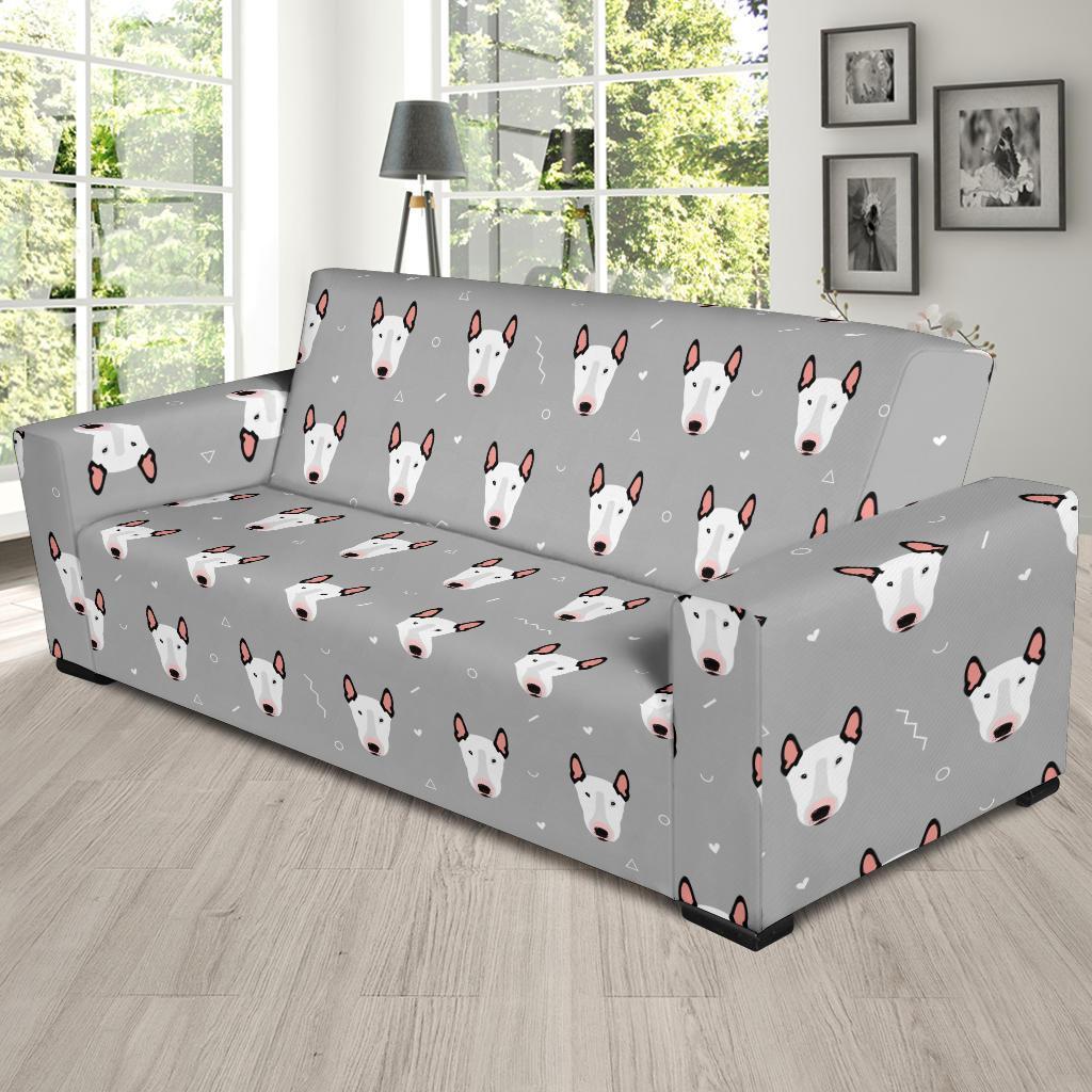 Bull Terrier Glay Pattern Print Sofa Covers-grizzshop