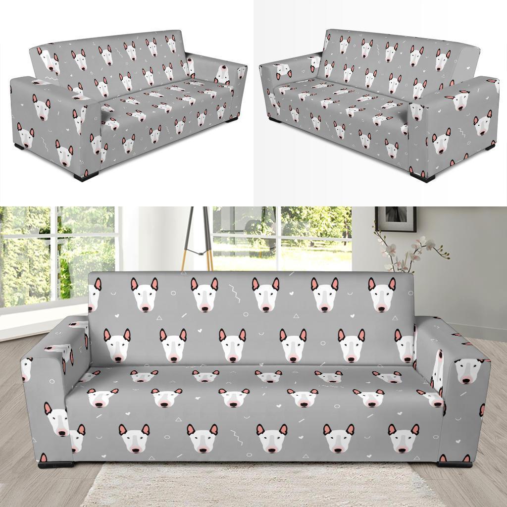 Bull Terrier Glay Pattern Print Sofa Covers-grizzshop