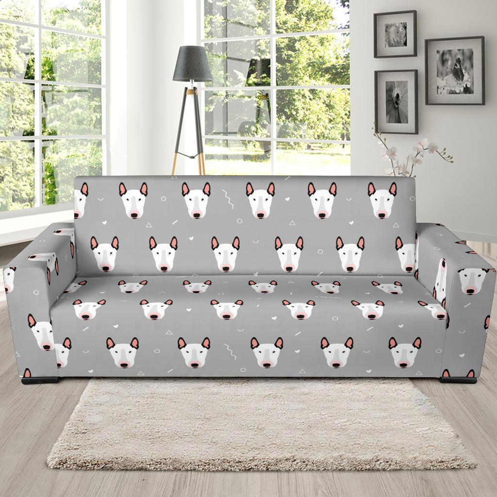 Bull Terrier Glay Pattern Print Sofa Covers-grizzshop