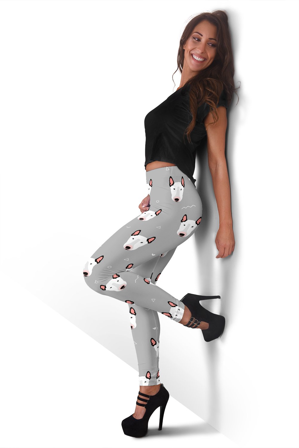 Bull Terrier Glay Pattern Print Women Leggings-grizzshop