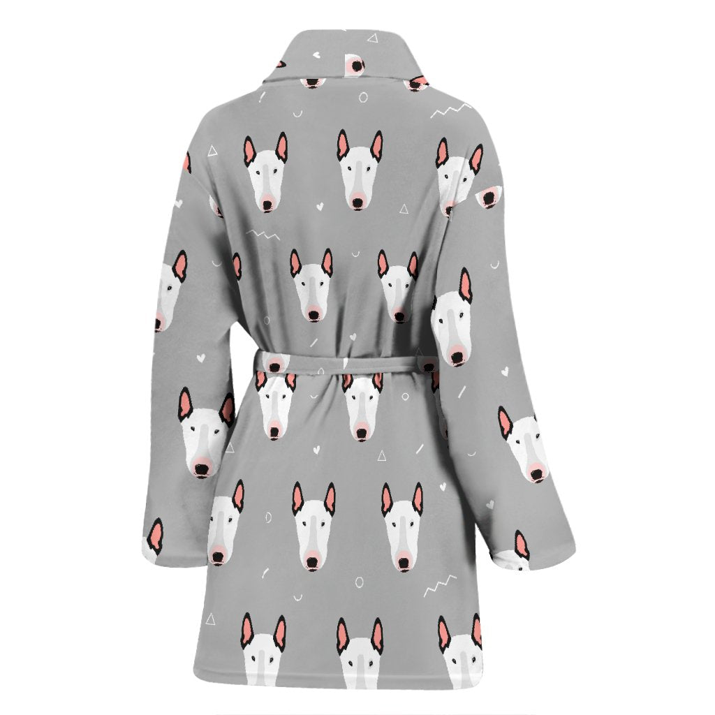 Bull Terrier Glay Pattern Print Women Long Robe-grizzshop