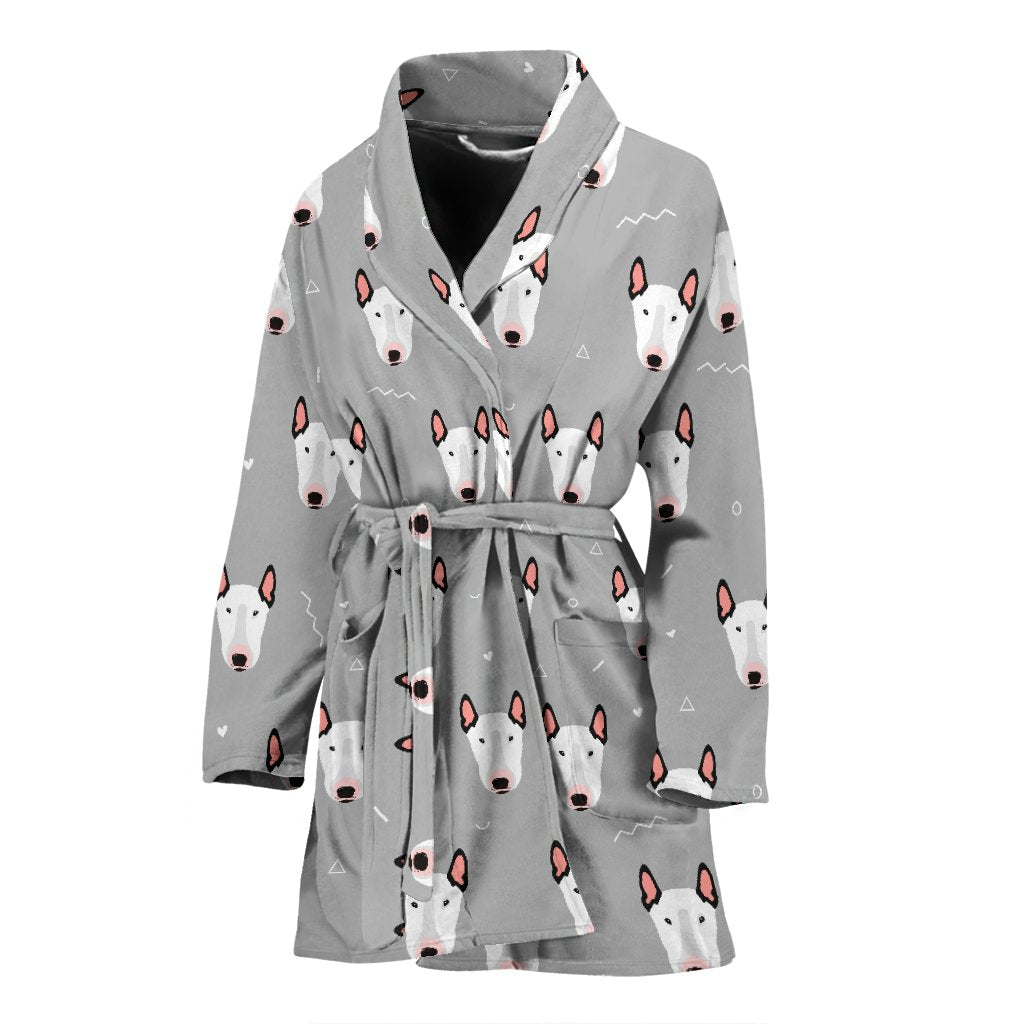 Bull Terrier Glay Pattern Print Women Long Robe-grizzshop