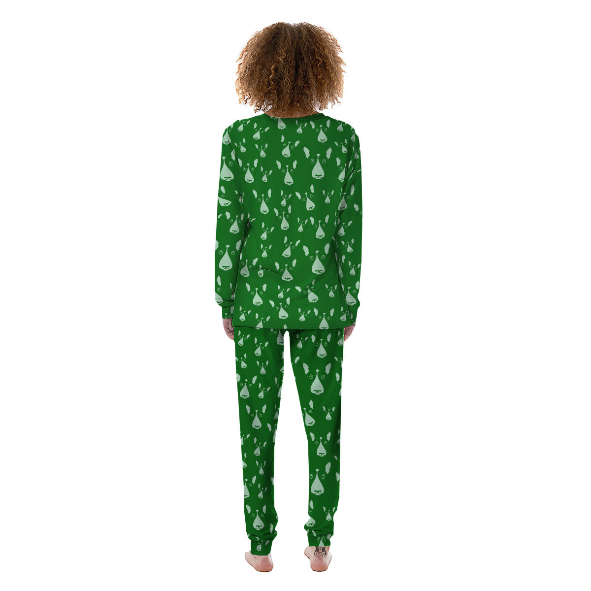 Bull Terrier Green Print Pattern Women's Pajamas-grizzshop