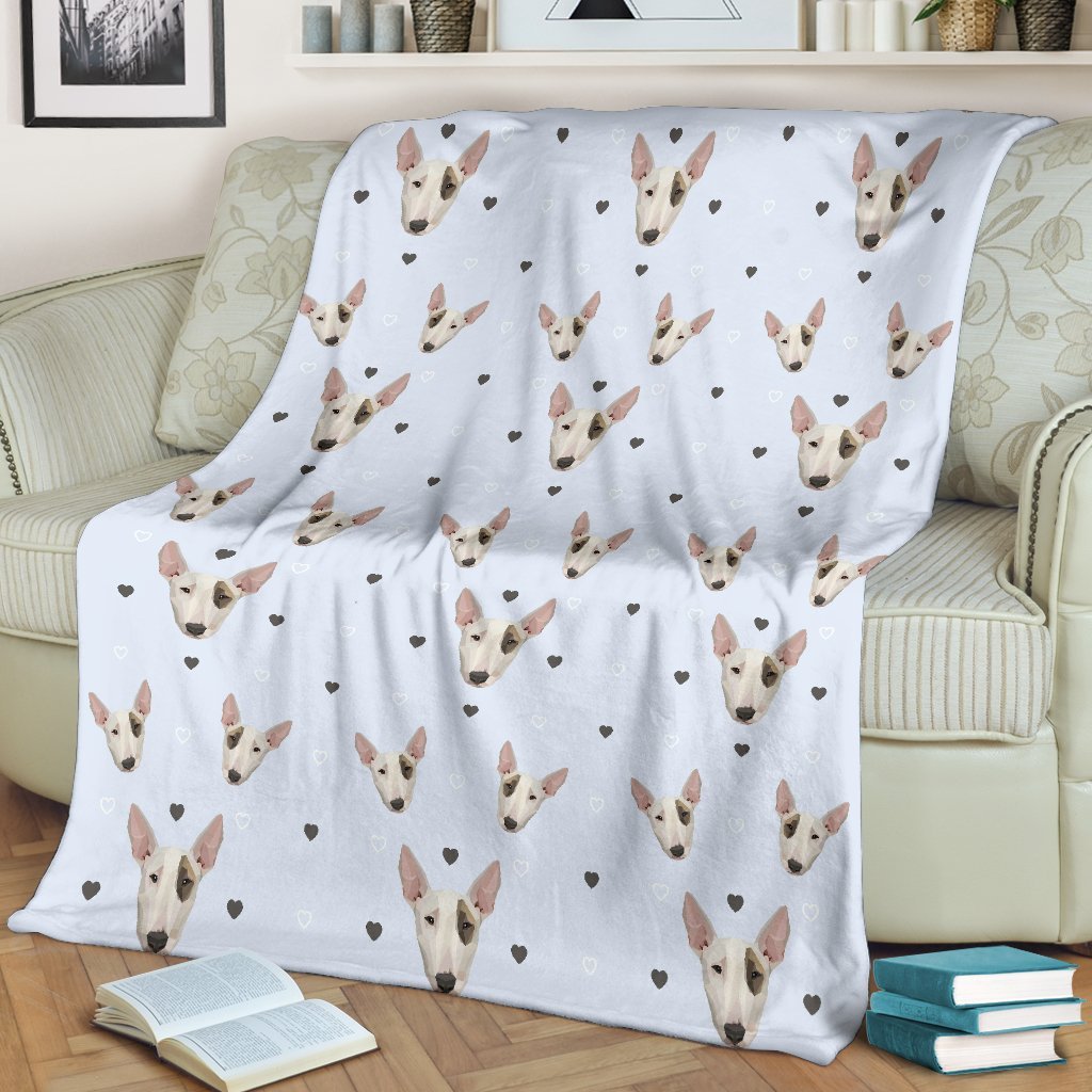 Bull Terrier Heart Pattern Print Blanket-grizzshop