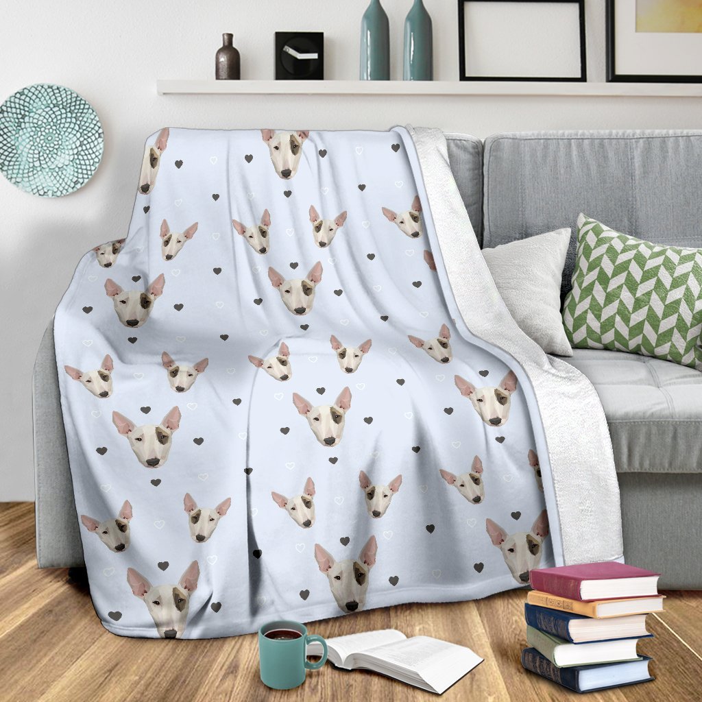 Bull Terrier Heart Pattern Print Blanket-grizzshop