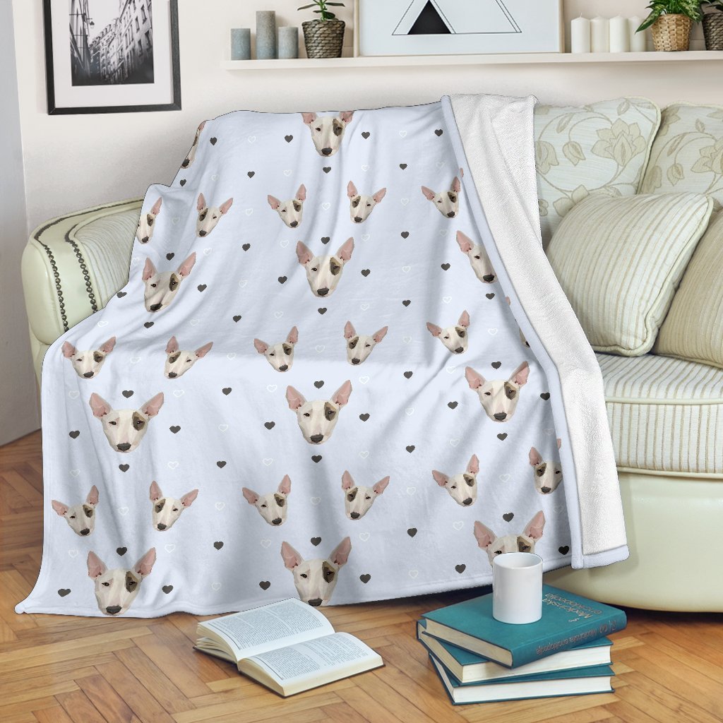 Bull Terrier Heart Pattern Print Blanket-grizzshop