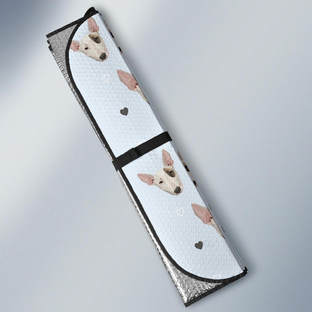 Bull Terrier Heart Pattern Print Car Sun Shade-grizzshop