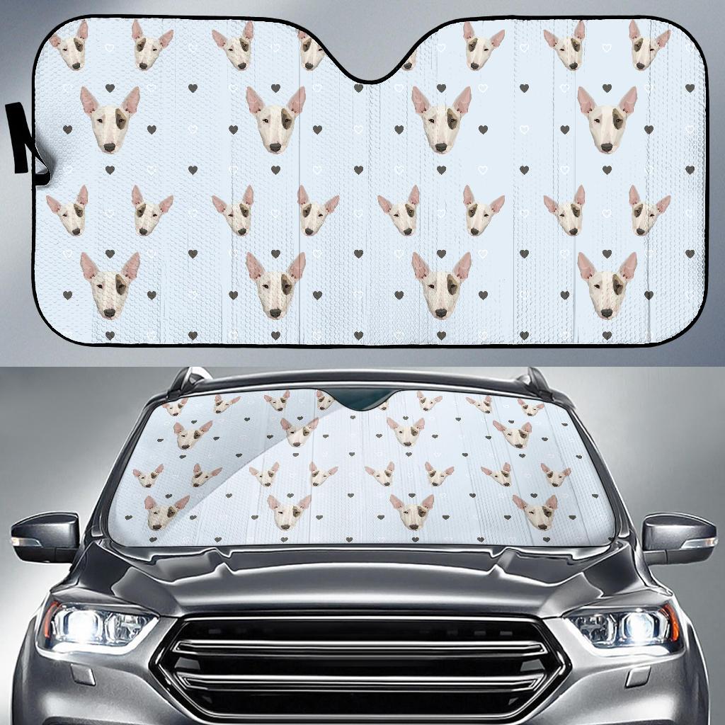 Bull Terrier Heart Pattern Print Car Sun Shade-grizzshop