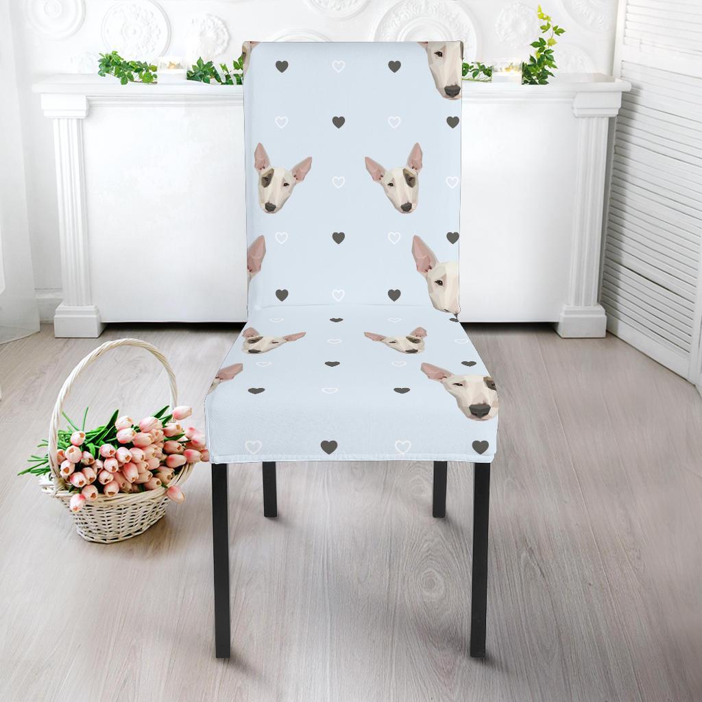 Bull Terrier Heart Pattern Print Chair Cover-grizzshop