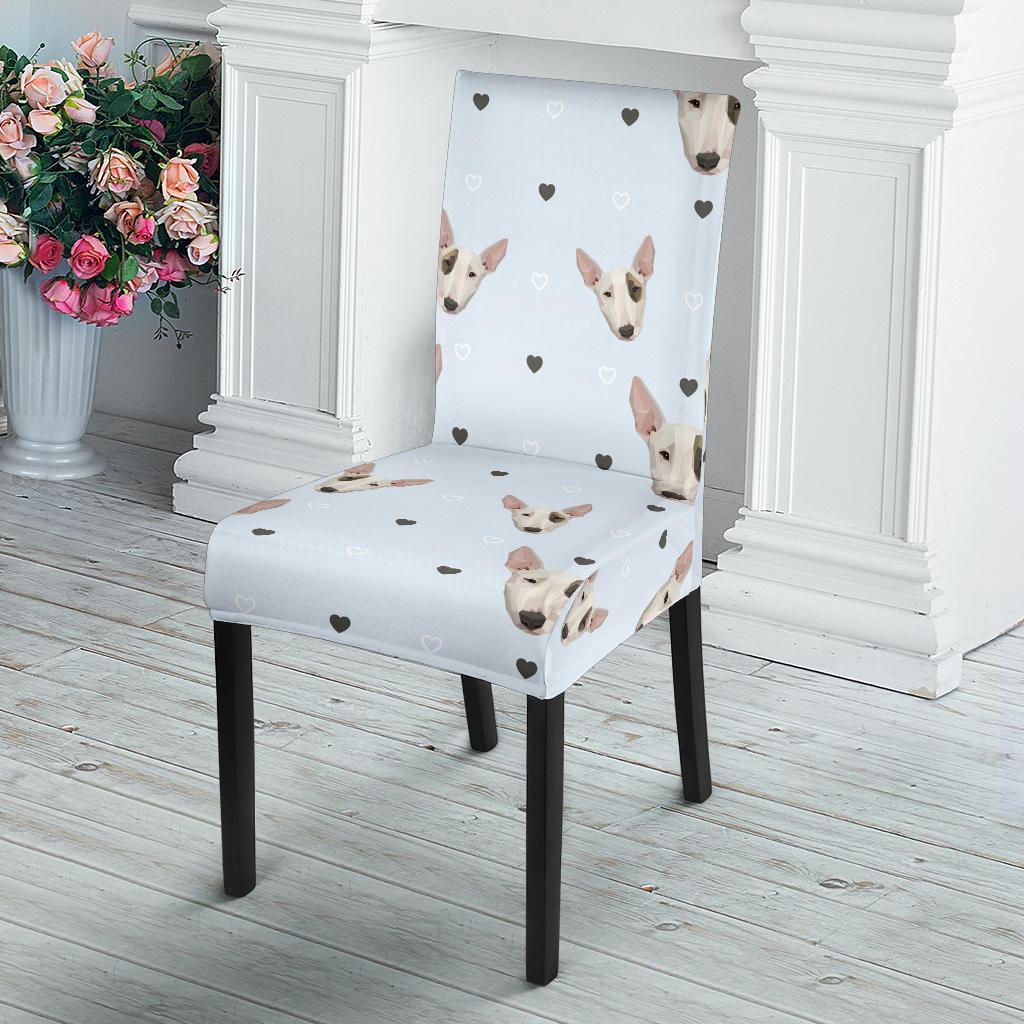 Bull Terrier Heart Pattern Print Chair Cover-grizzshop