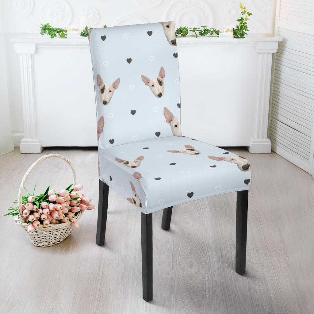 Bull Terrier Heart Pattern Print Chair Cover-grizzshop