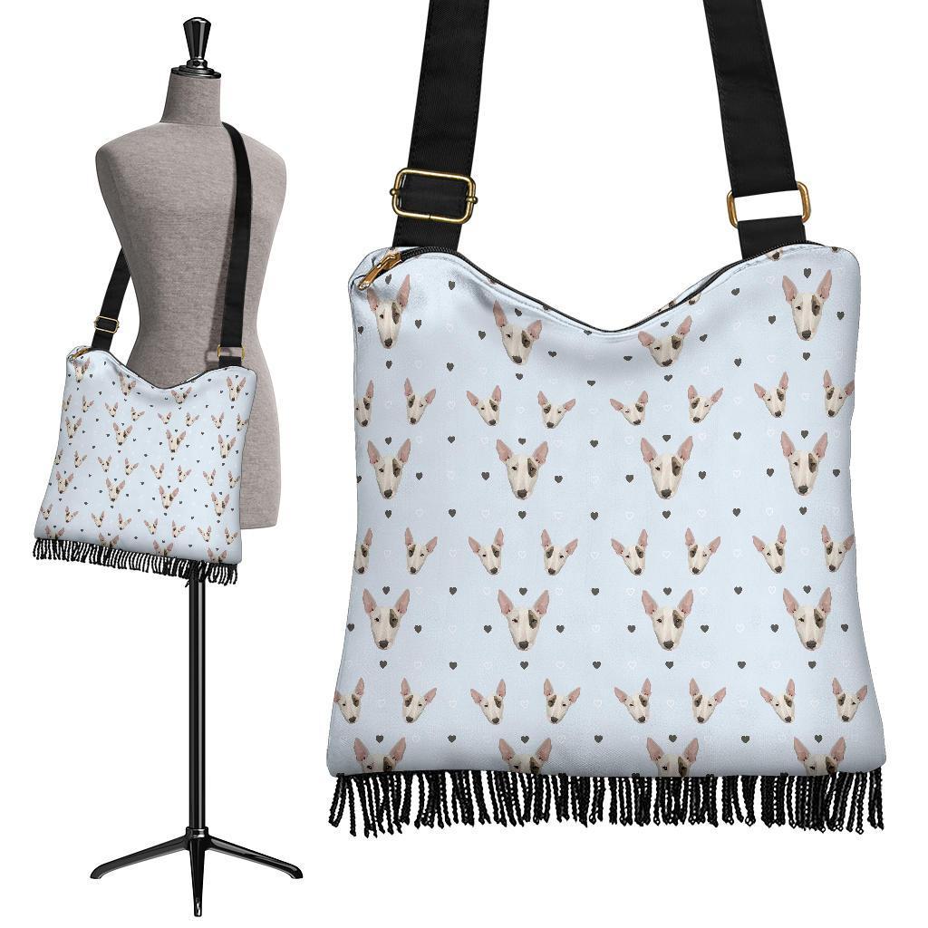 Bull Terrier Heart Pattern Print Crossbody Bags-grizzshop