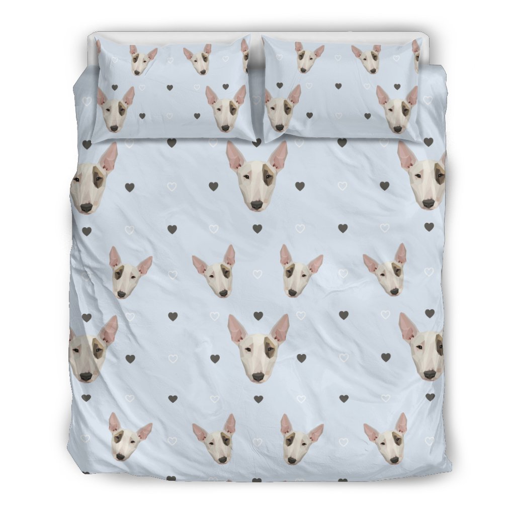 Bull Terrier Heart Pattern Print Duvet Cover Bedding Set-grizzshop