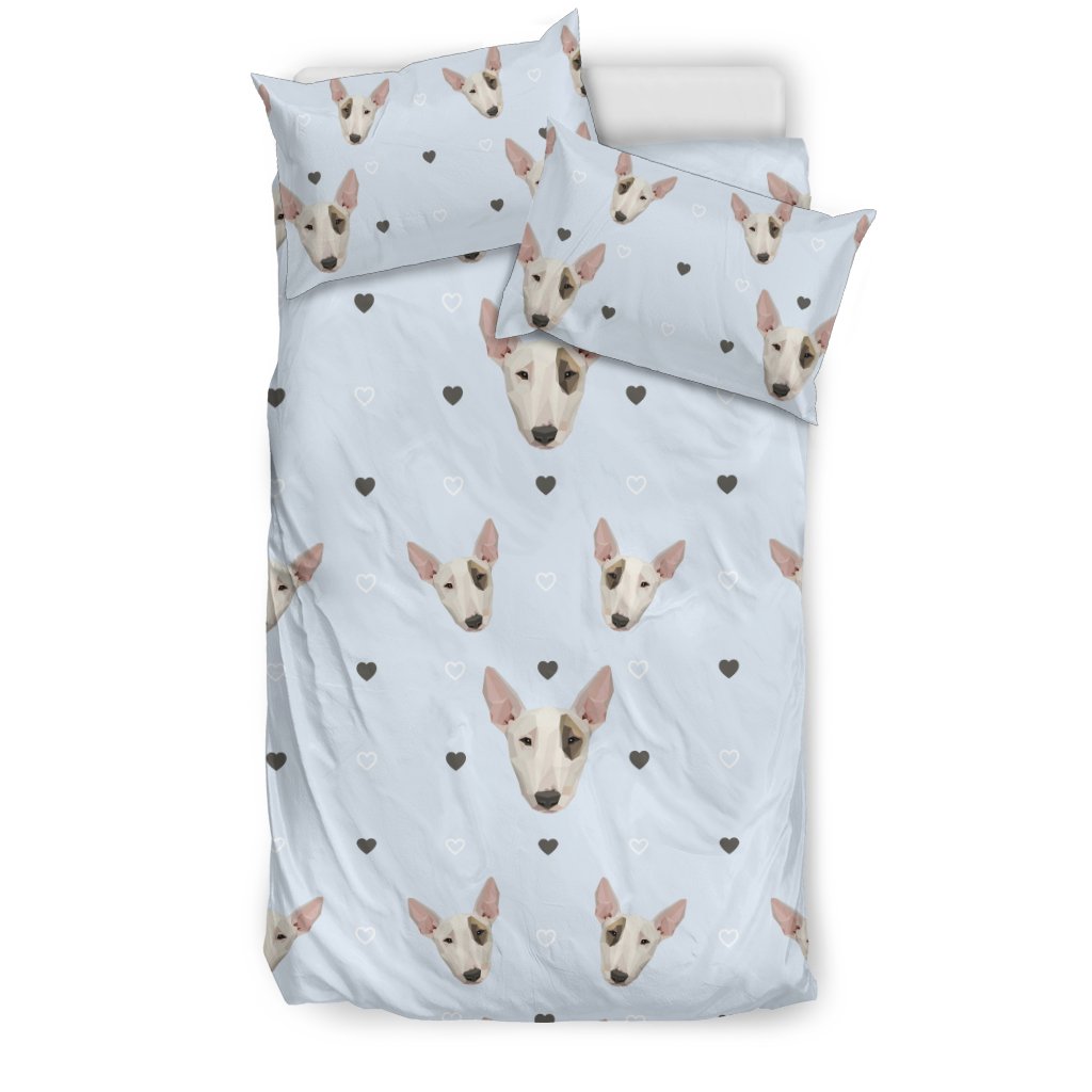 Bull Terrier Heart Pattern Print Duvet Cover Bedding Set-grizzshop