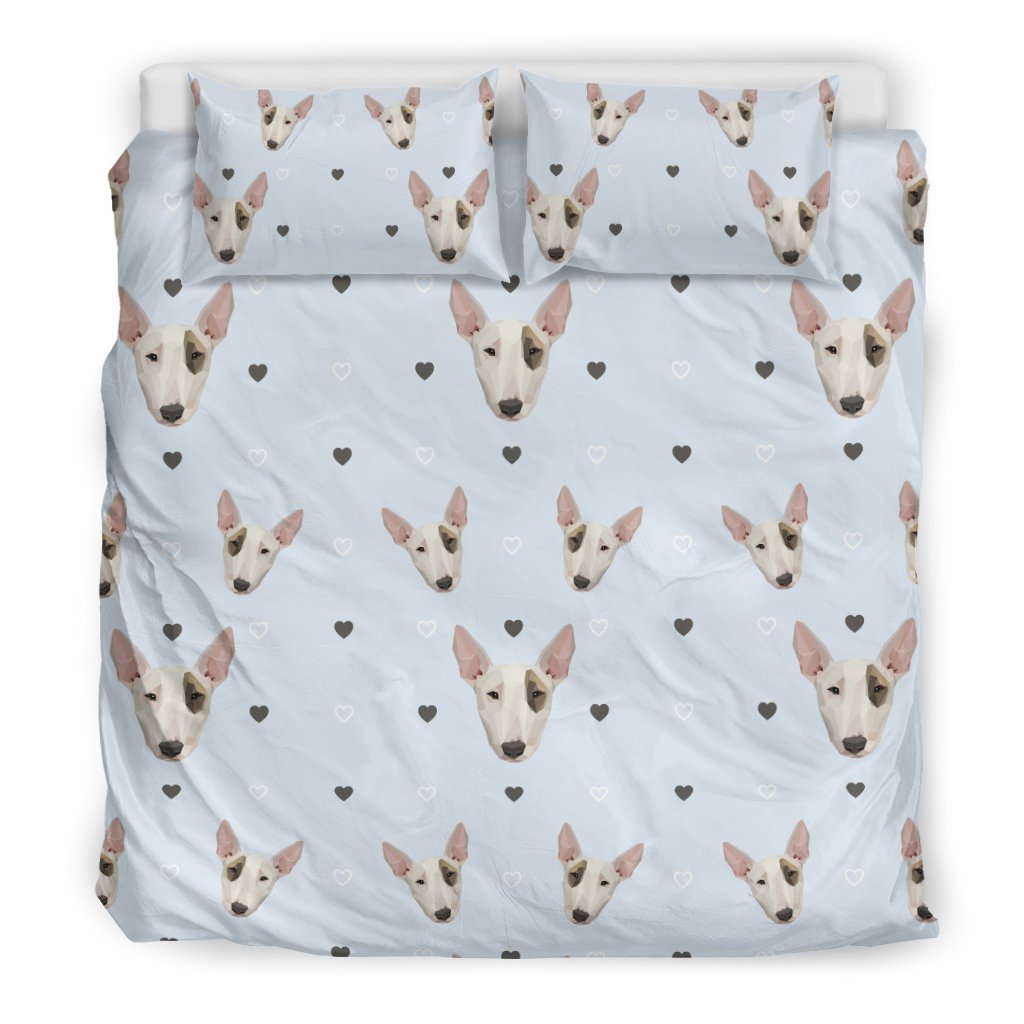 Bull Terrier Heart Pattern Print Duvet Cover Bedding Set-grizzshop