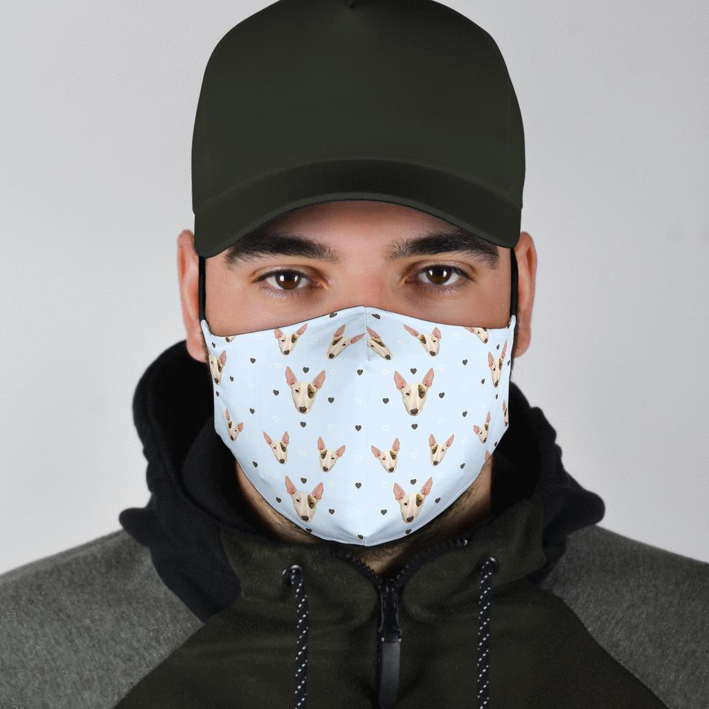 Bull Terrier Heart Pattern Print Face Mask-grizzshop