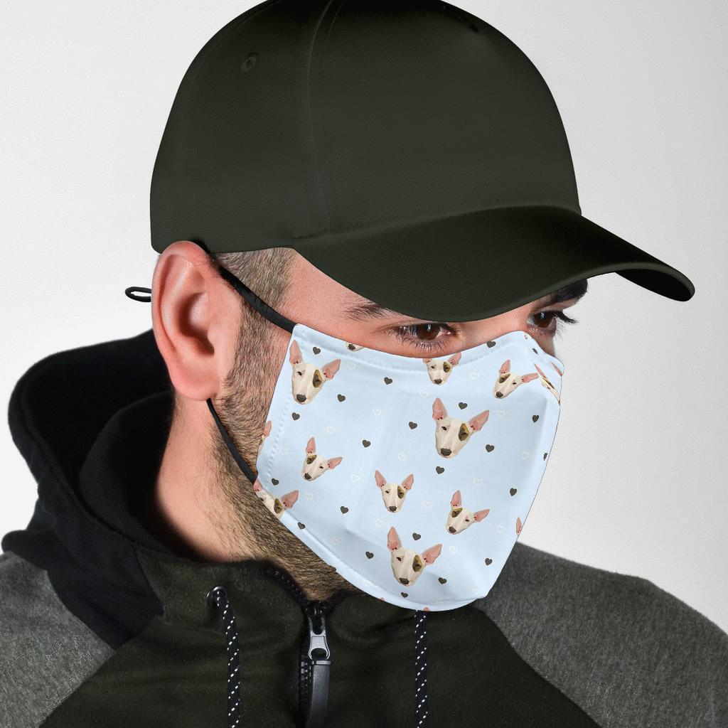 Bull Terrier Heart Pattern Print Face Mask-grizzshop