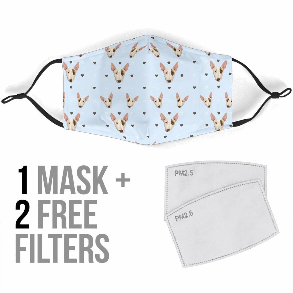 Bull Terrier Heart Pattern Print Face Mask-grizzshop