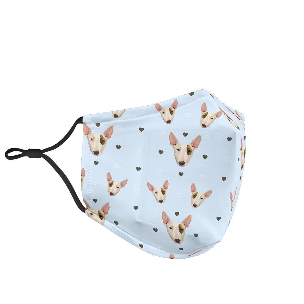 Bull Terrier Heart Pattern Print Face Mask-grizzshop