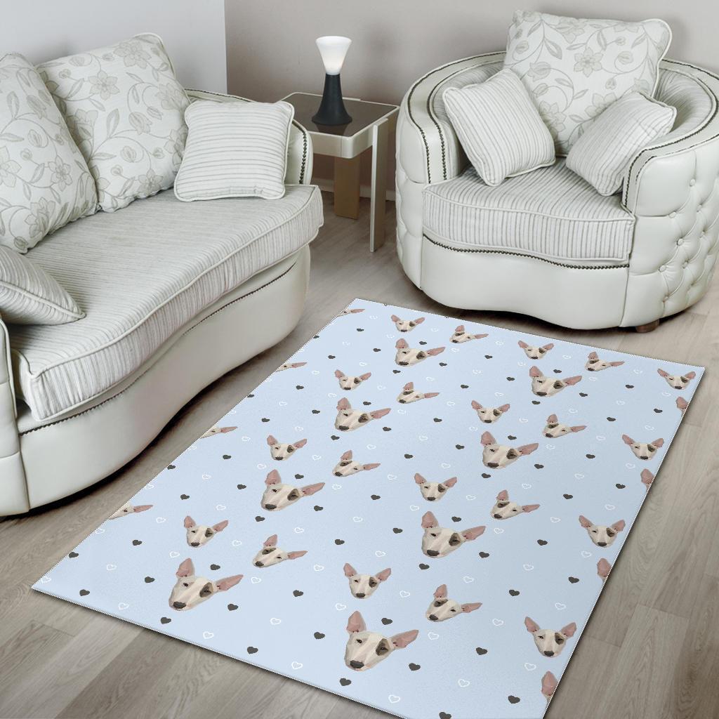 Bull Terrier Heart Pattern Print Floor Mat-grizzshop