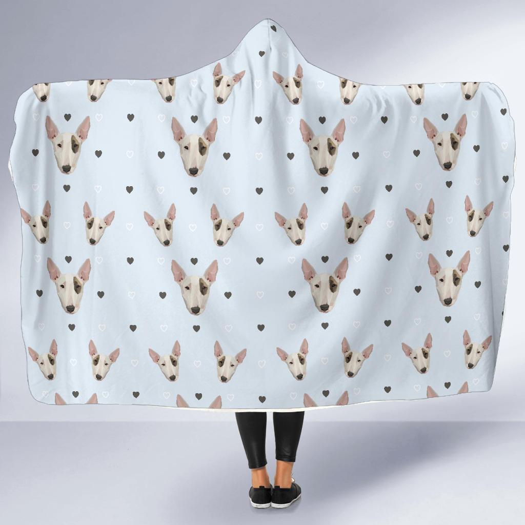 Bull Terrier Heart Pattern Print Hooded Blanket-grizzshop