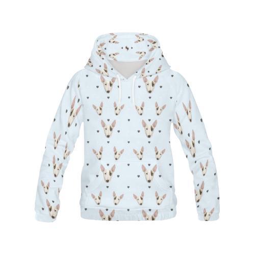 Bull Terrier Heart Pattern Print Men Pullover Hoodie-grizzshop