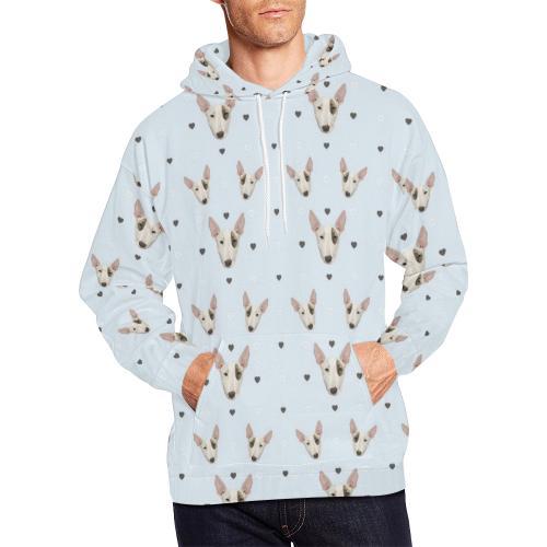 Bull Terrier Heart Pattern Print Men Pullover Hoodie-grizzshop