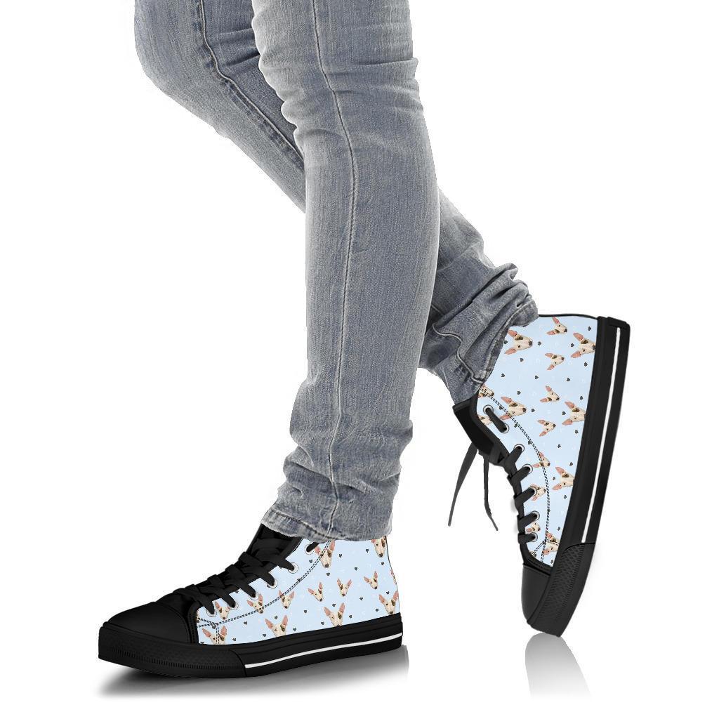 Bull Terrier Heart Pattern Print Men Women's High Top Shoes-grizzshop