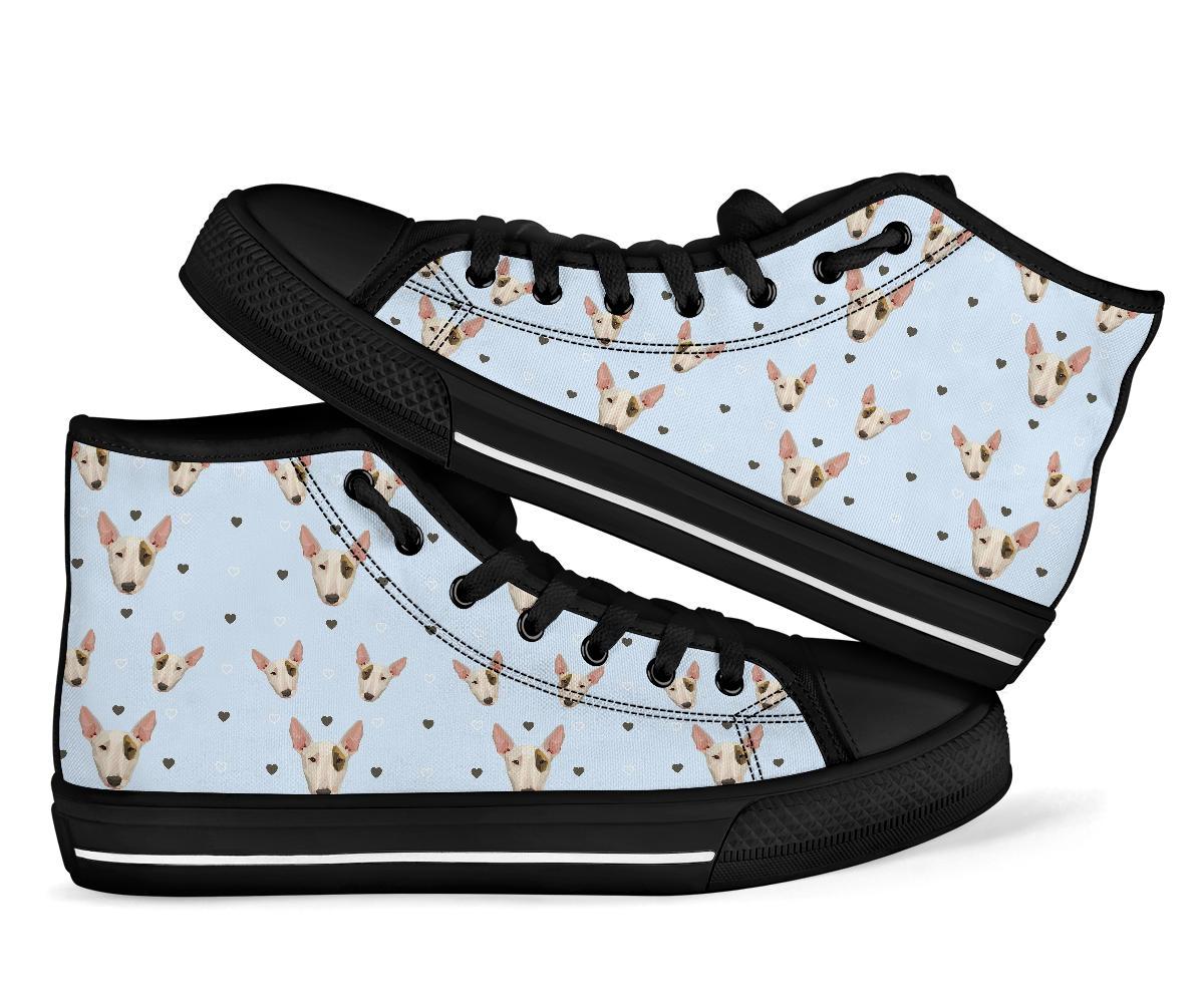 Bull Terrier Heart Pattern Print Men Women's High Top Shoes-grizzshop