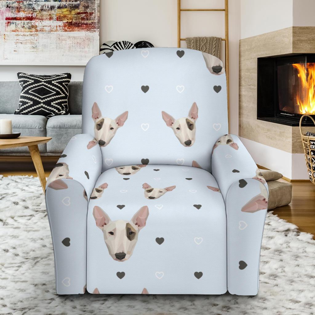 Bull Terrier Heart Pattern Print Recliner Cover-grizzshop