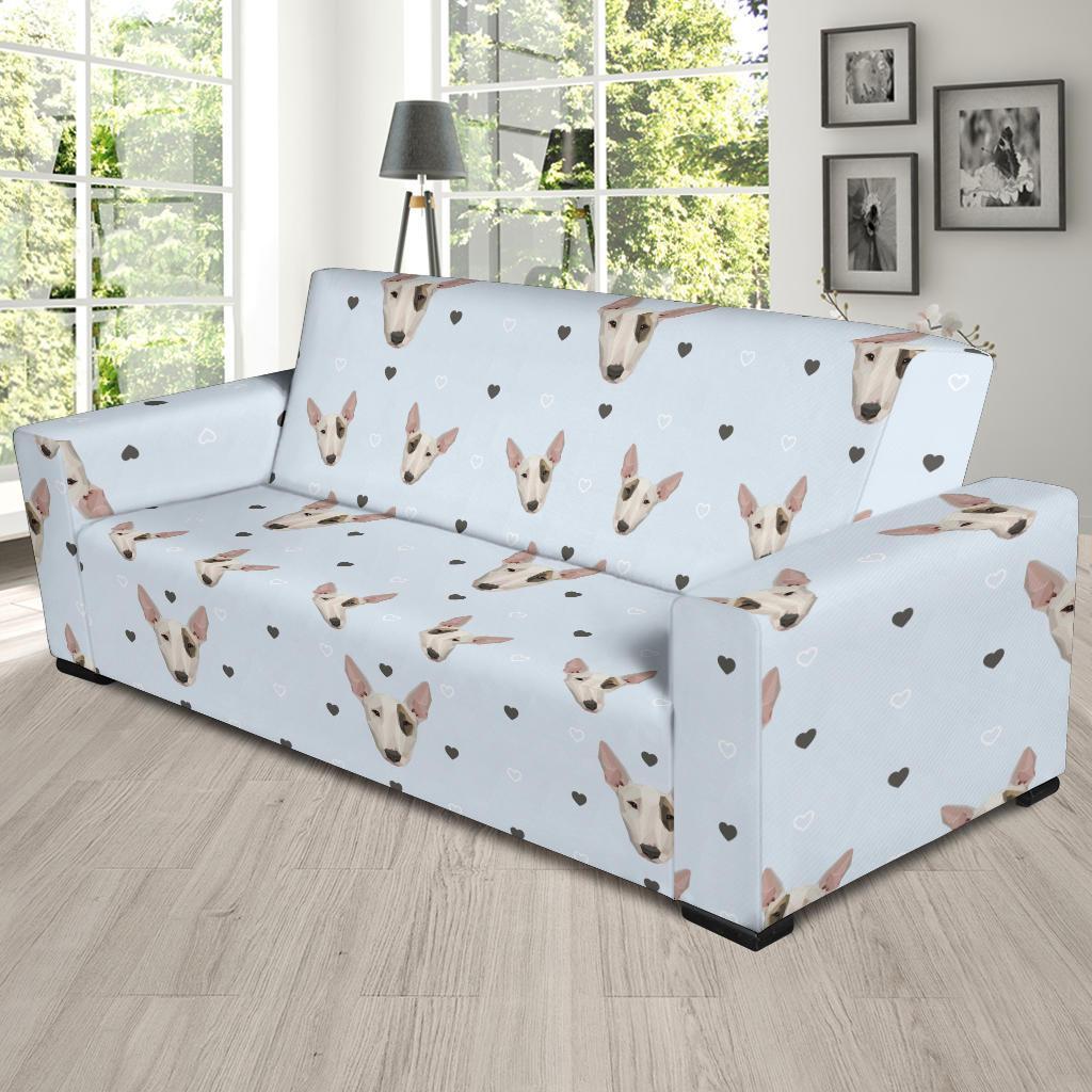 Bull Terrier Heart Pattern Print Sofa Covers-grizzshop