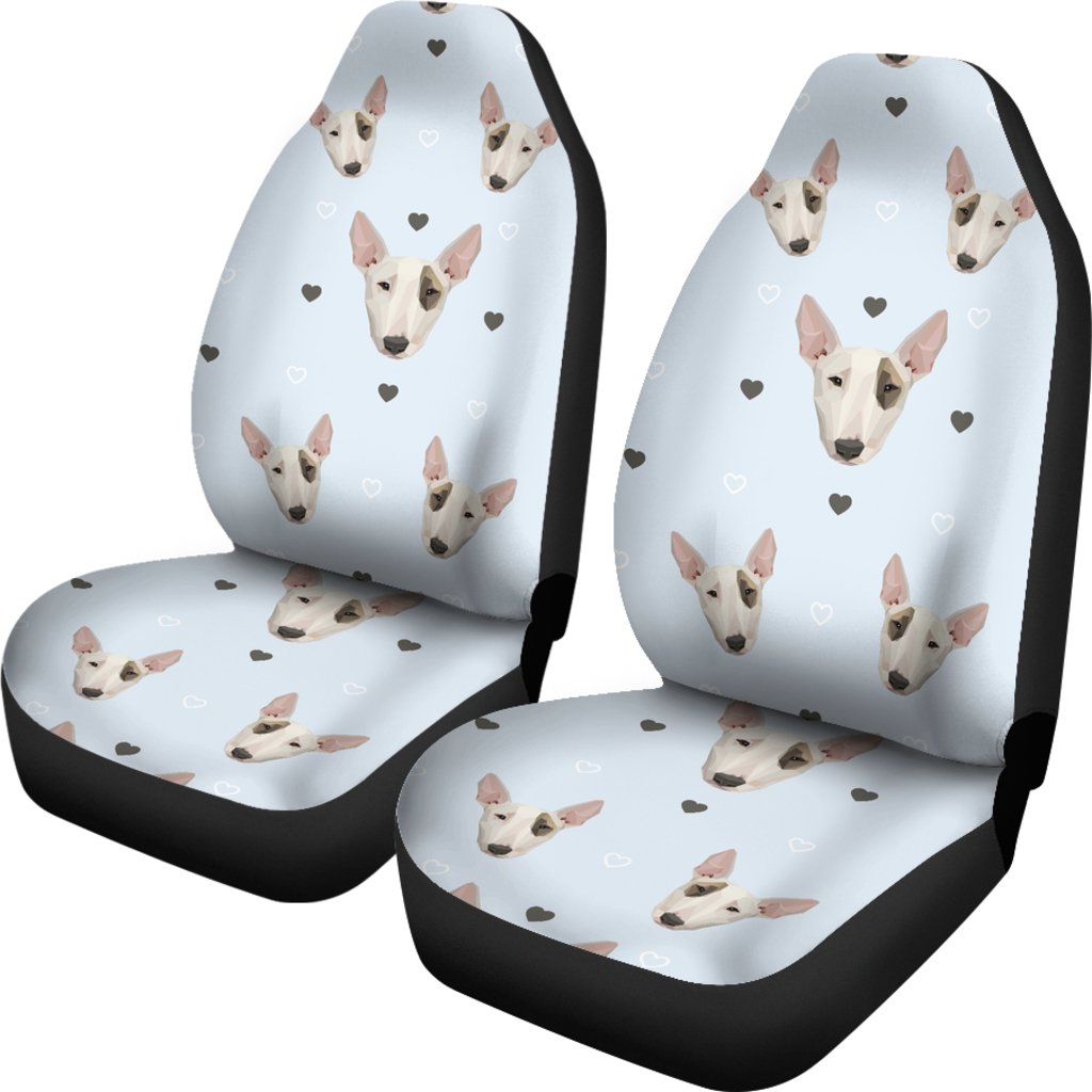 Bull Terrier Heart Pattern Print Universal Fit Car Seat Cover-grizzshop