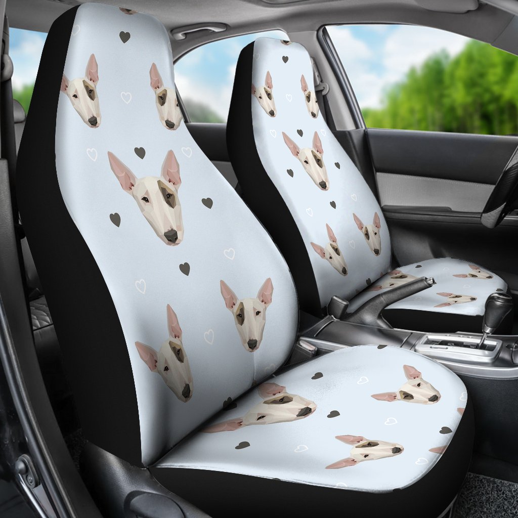 Bull Terrier Heart Pattern Print Universal Fit Car Seat Cover-grizzshop