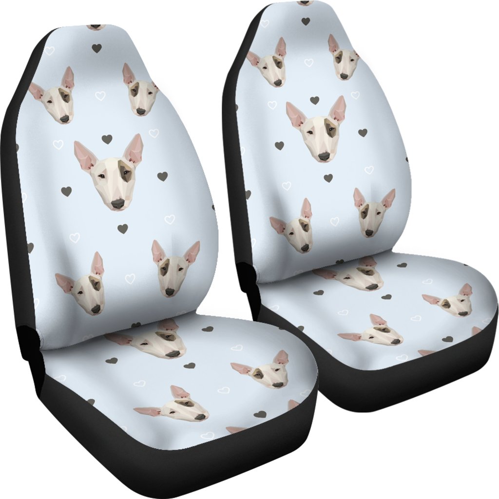 Bull Terrier Heart Pattern Print Universal Fit Car Seat Cover-grizzshop