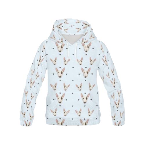 Bull Terrier Heart Pattern Print Women Pullover Hoodie-grizzshop