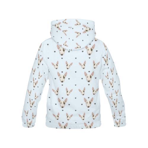 Bull Terrier Heart Pattern Print Women Pullover Hoodie-grizzshop