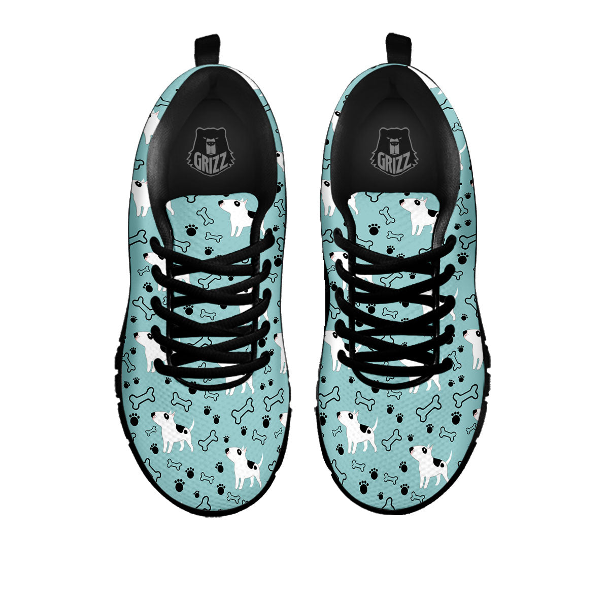 Bull Terrier Laurel Green Print Pattern Black Sneaker-grizzshop