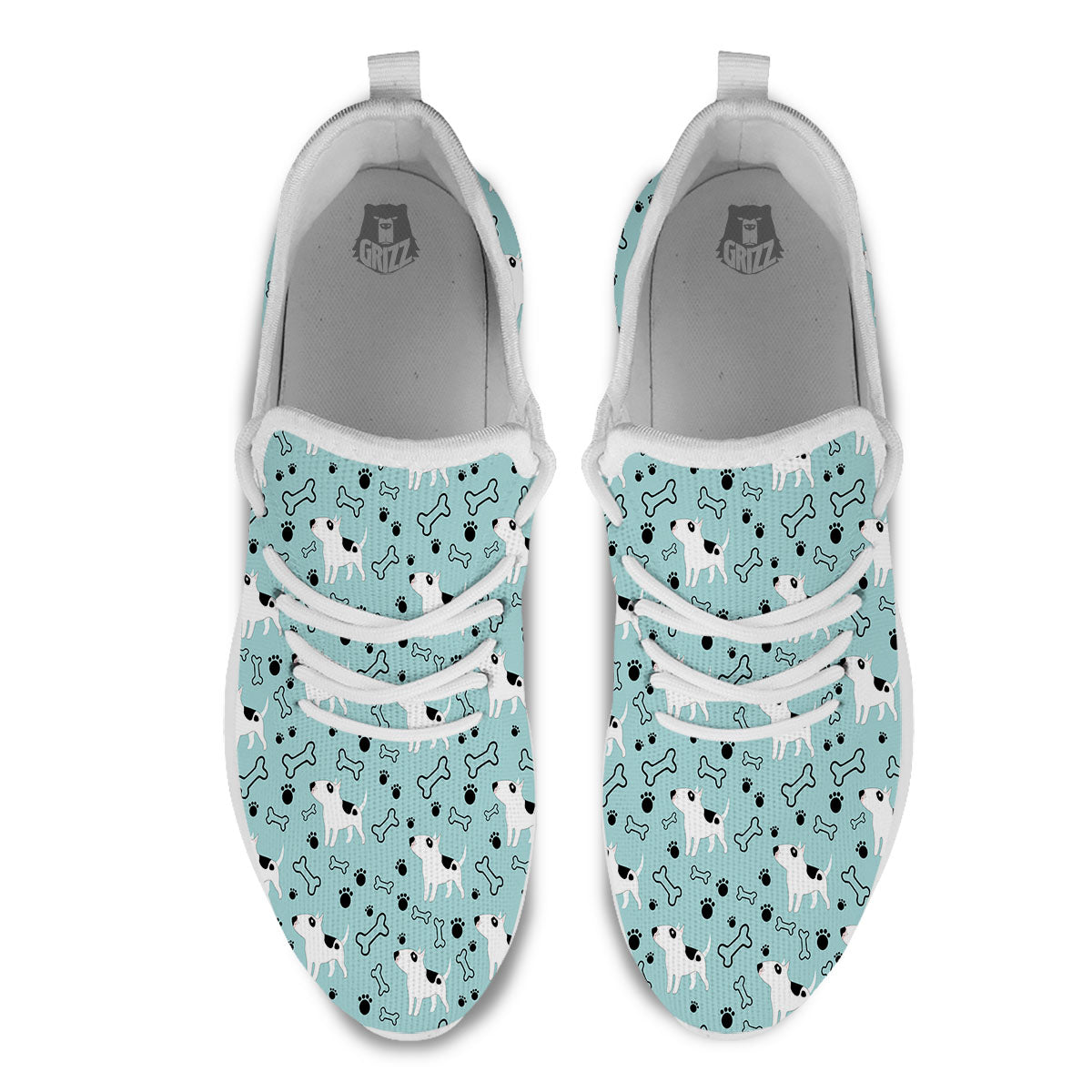 Bull Terrier Laurel Green Print Pattern White Athletic Shoes-grizzshop