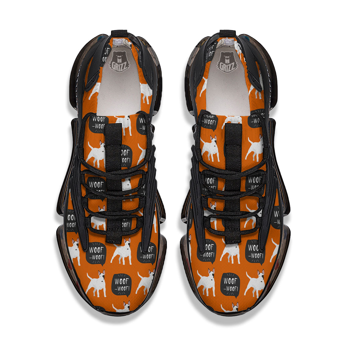 Bull Terrier Orange Print Pattern Black Gym Shoes-grizzshop