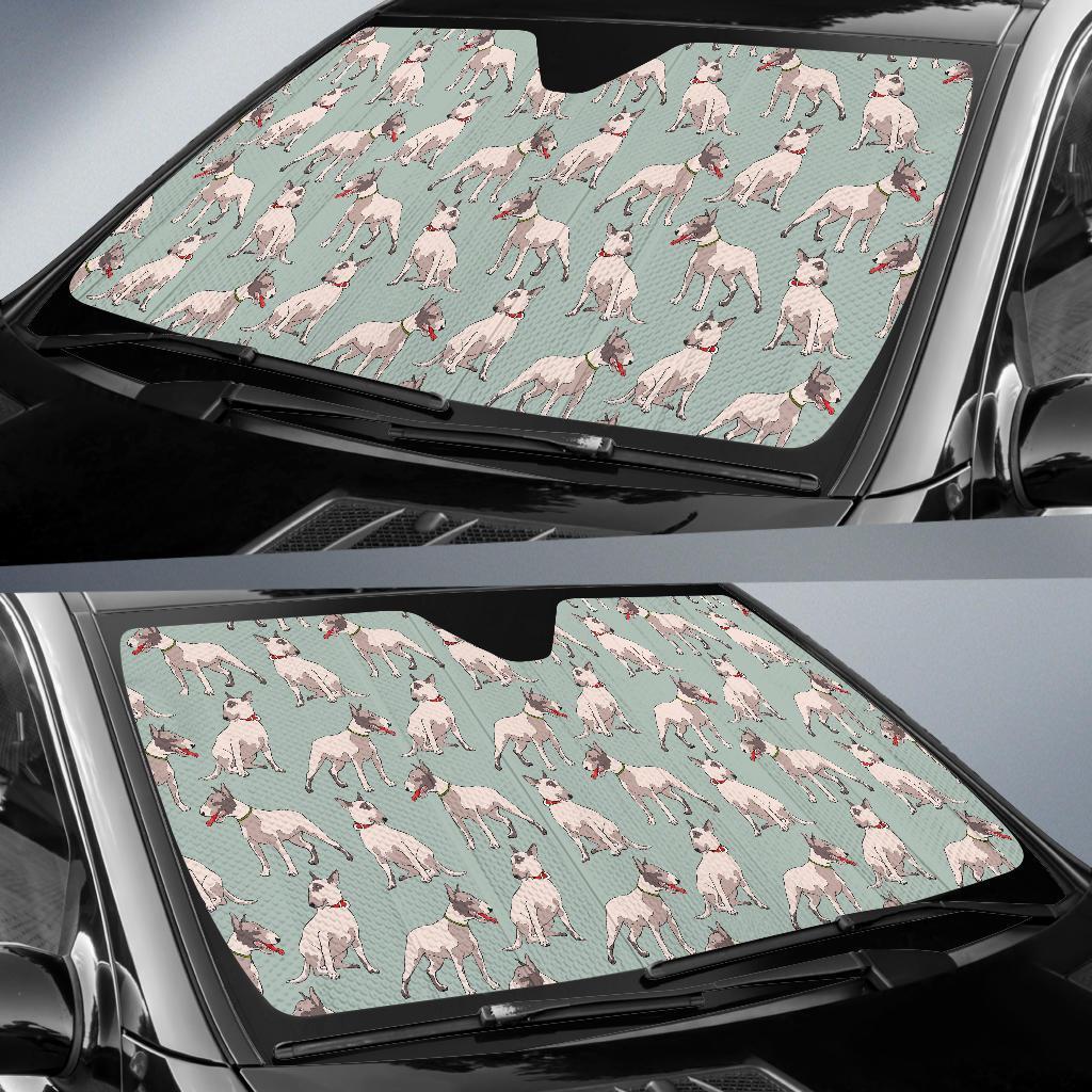Bull Terrier Pattern Print Car Sun Shade-grizzshop
