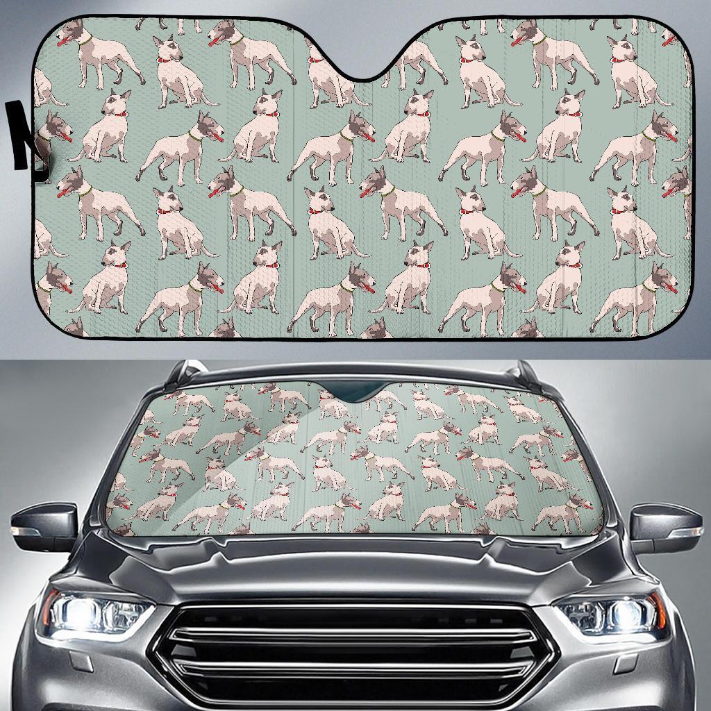 Bull Terrier Pattern Print Car Sun Shade-grizzshop