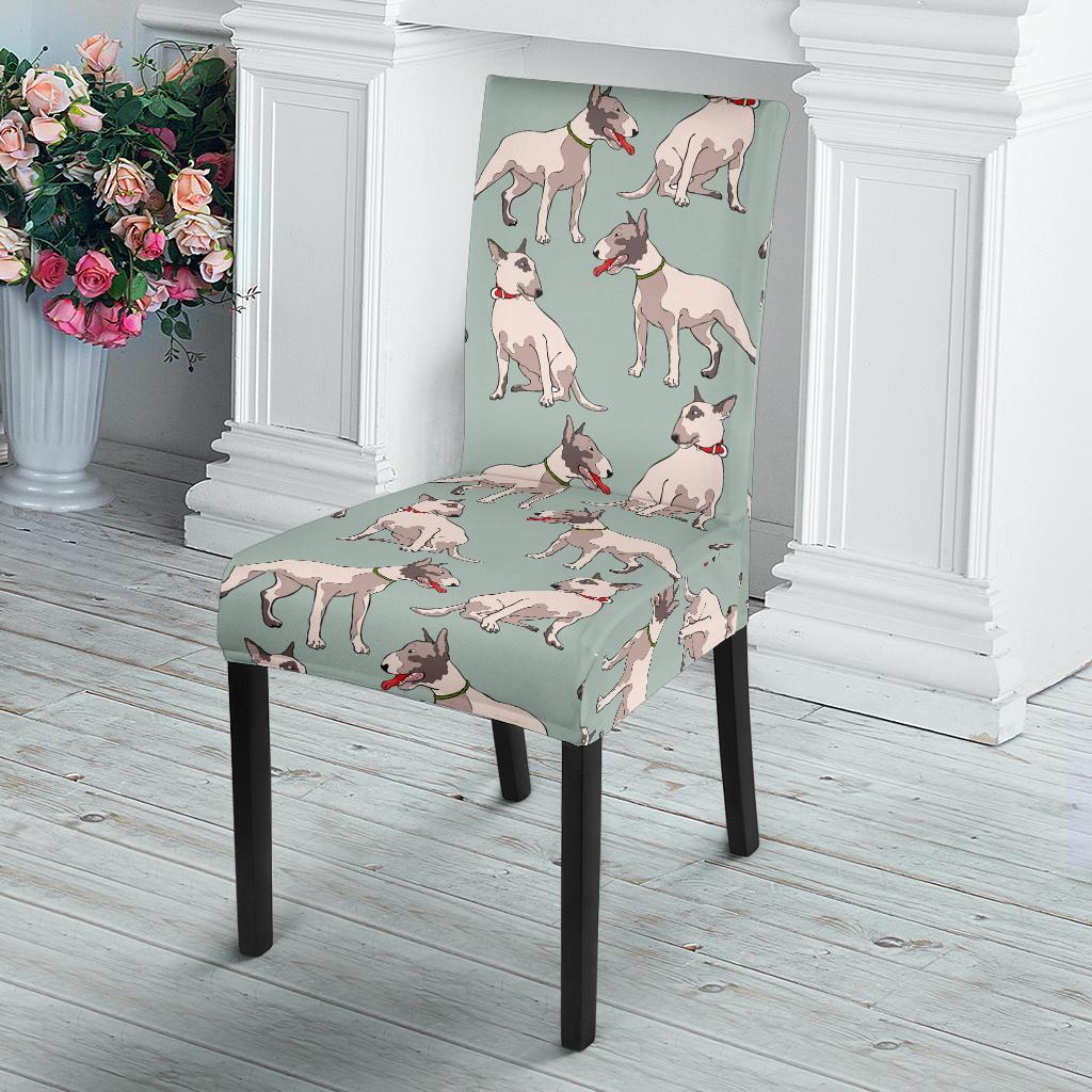 Bull Terrier Pattern Print Chair Cover-grizzshop