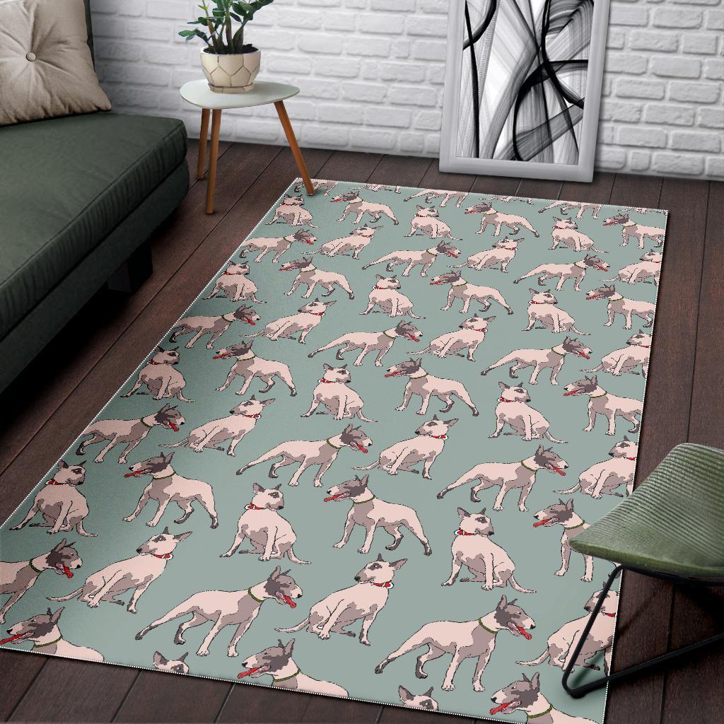 Bull Terrier Pattern Print Floor Mat-grizzshop