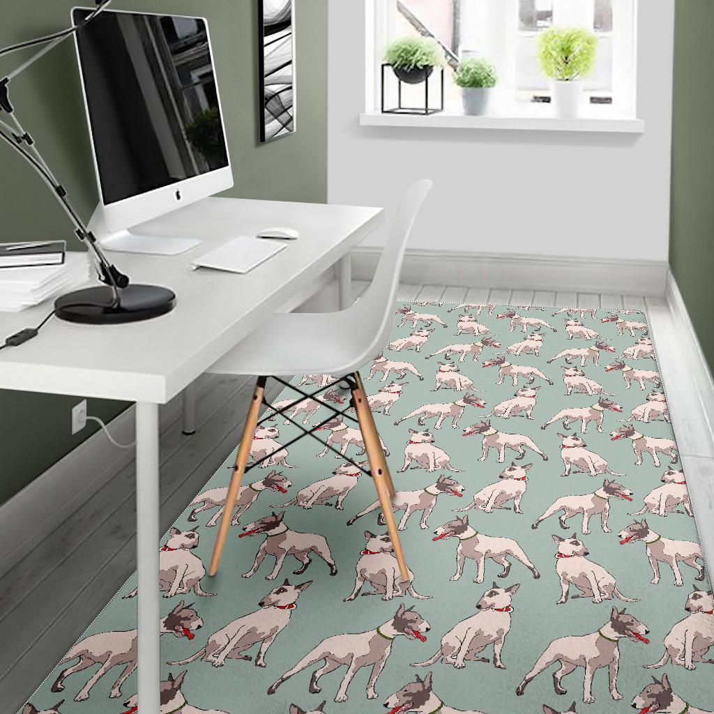 Bull Terrier Pattern Print Floor Mat-grizzshop