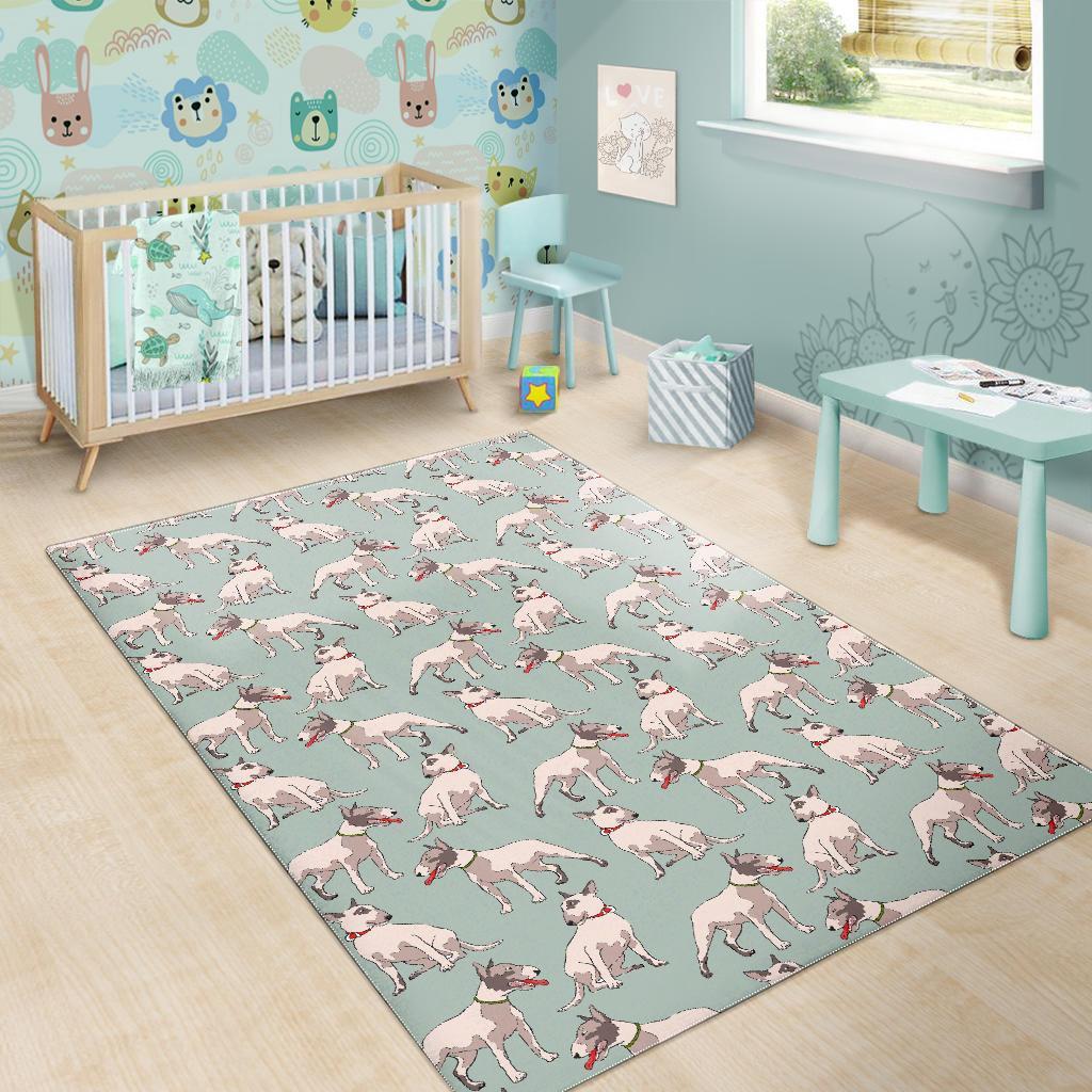 Bull Terrier Pattern Print Floor Mat-grizzshop