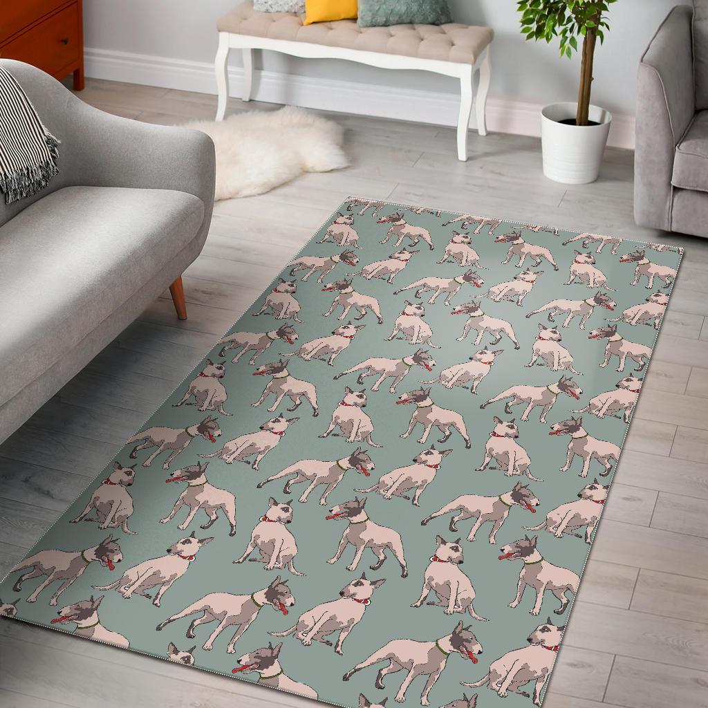 Bull Terrier Pattern Print Floor Mat-grizzshop