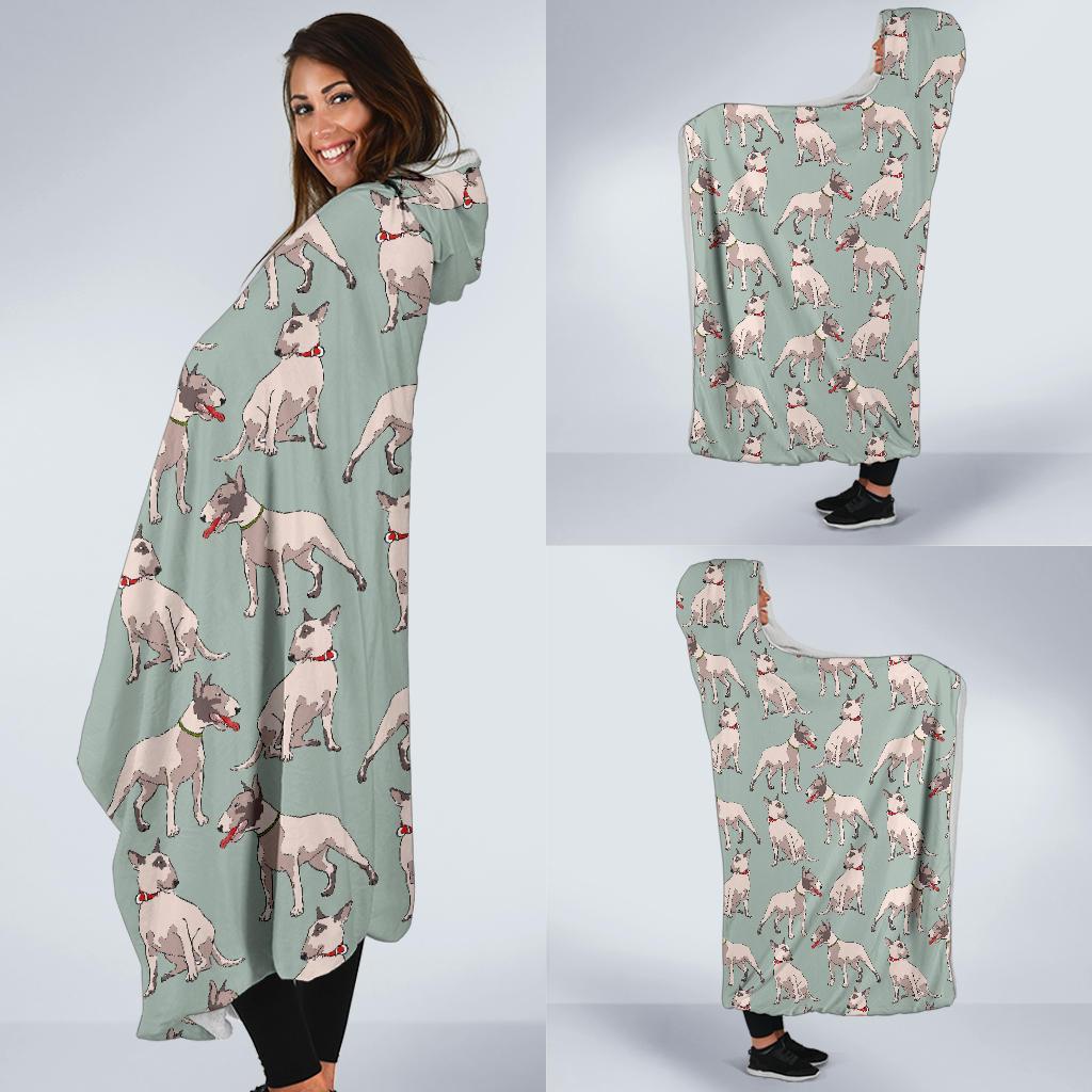 Bull Terrier Pattern Print Hooded Blanket-grizzshop