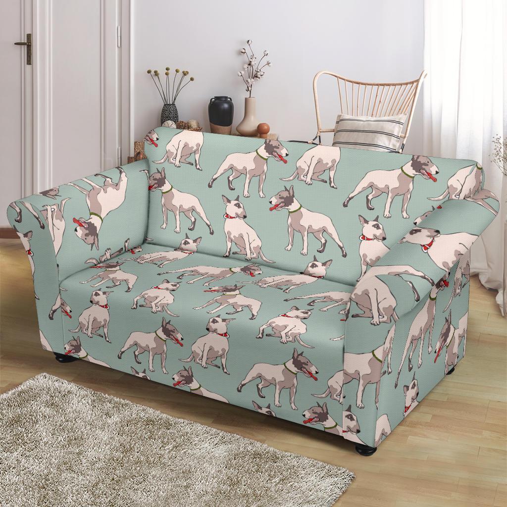 Bull Terrier Pattern Print Loveseat Cover-grizzshop