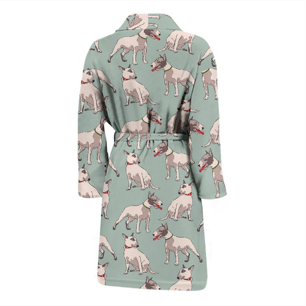 Bull Terrier Pattern Print Men Long Robe-grizzshop