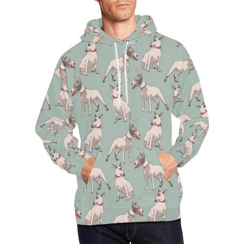Bull Terrier Pattern Print Men Pullover Hoodie-grizzshop